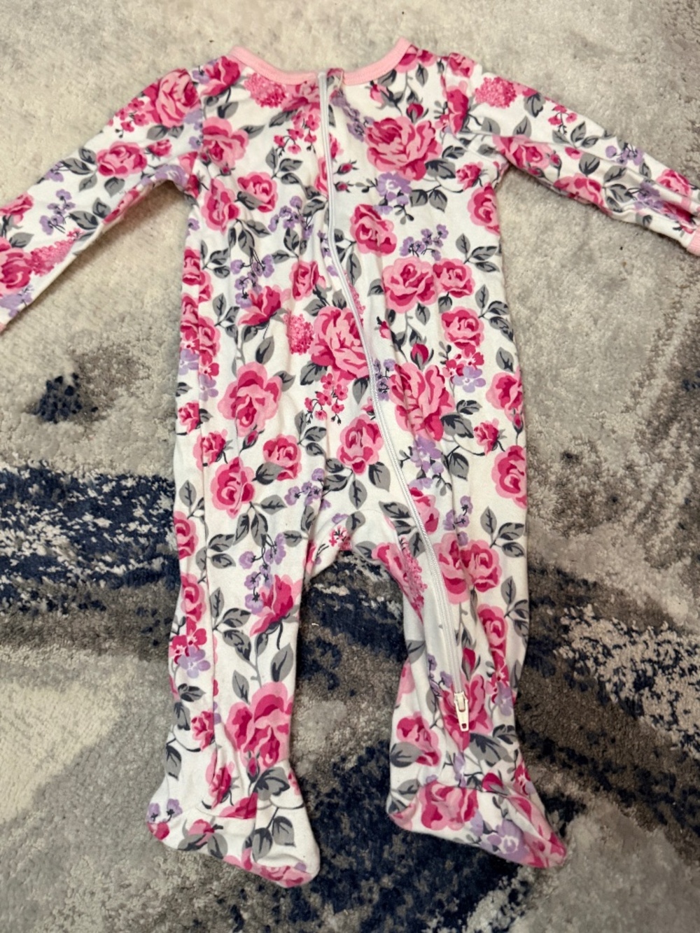Wonder Nation Baby Girl 3-6M Pink Floral Footed Sleeper Pajamas